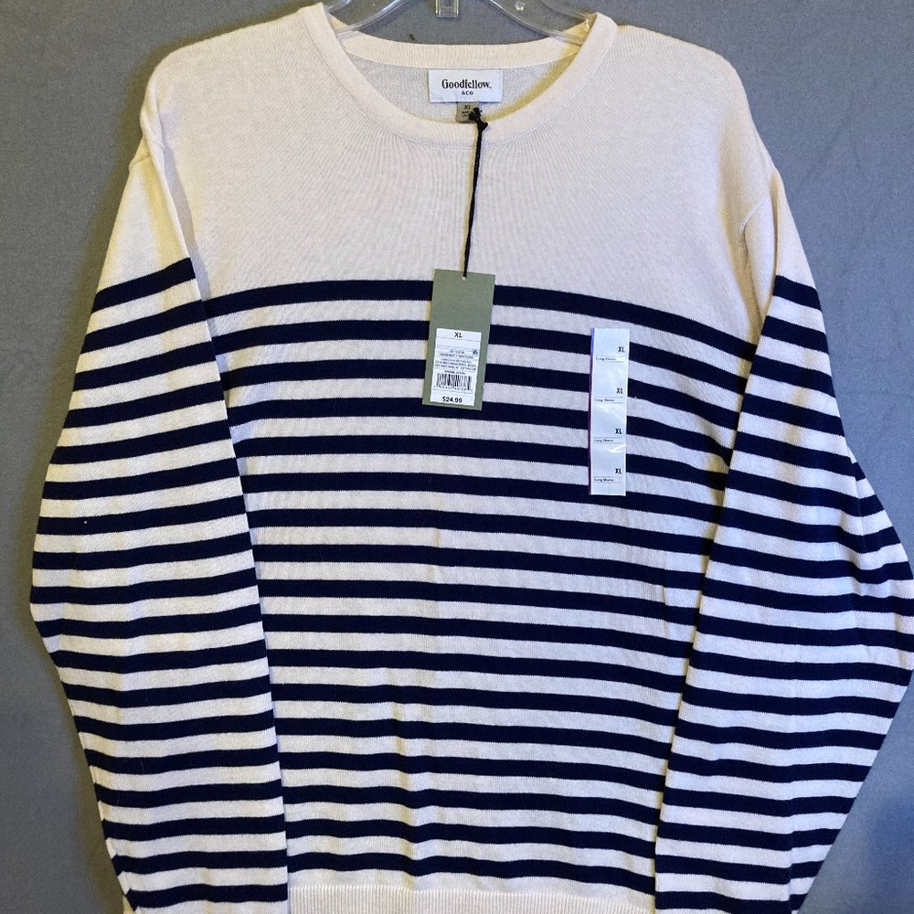 Goodfellow & Co Womens Size XL Long Sleeve Pullover Striped Cotton Sweater NWT